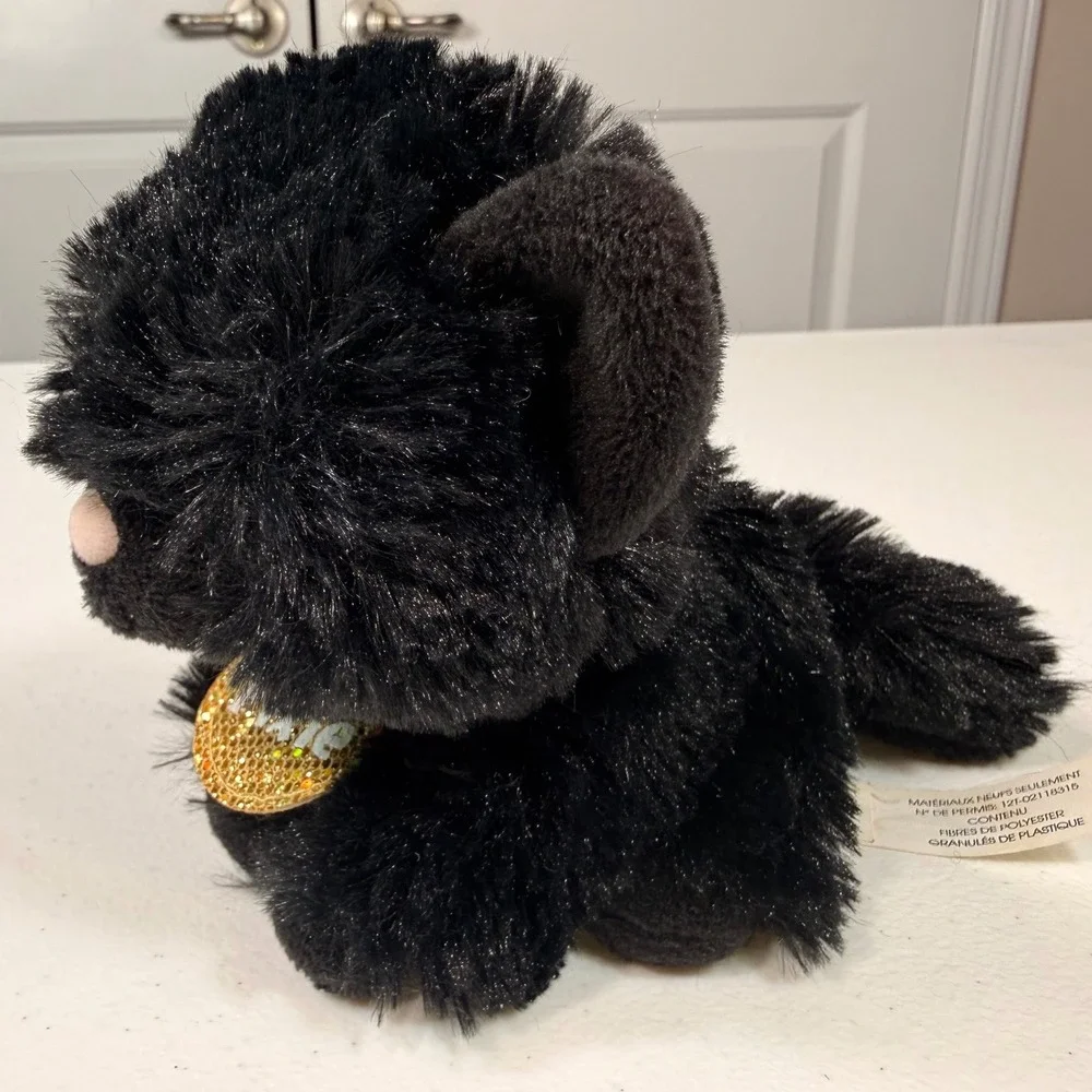 Justice Pixie Black Cat Plush Stuffed Animal Sparkle Glitter Collar 6 Inch Small